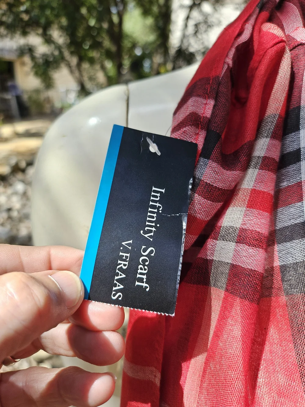 New W Tag V. FRAAS Red Plaid Infinity Scarf